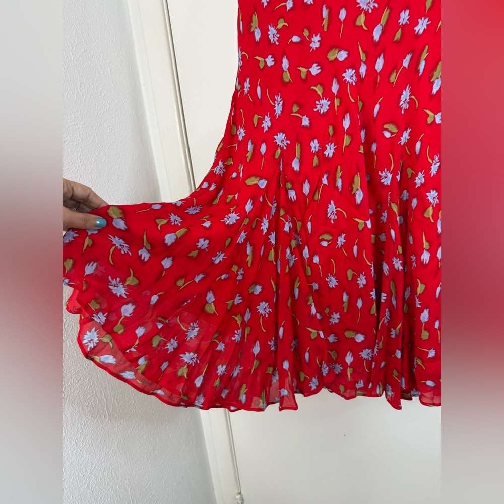 J.Crew Gwyneth flounce hem midi slip skirt in red floral L - Picture 2 of 7